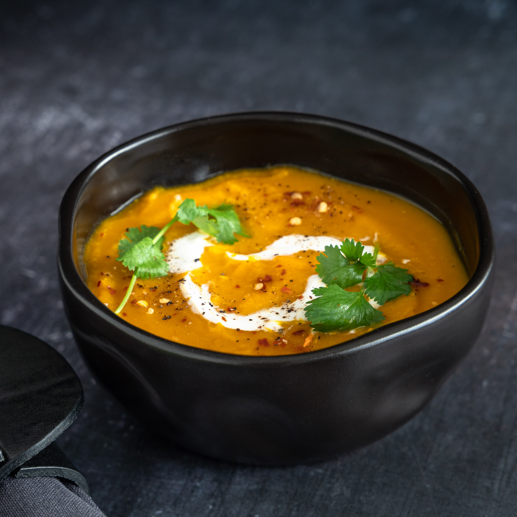 Pumpkin lentil soup with cumin