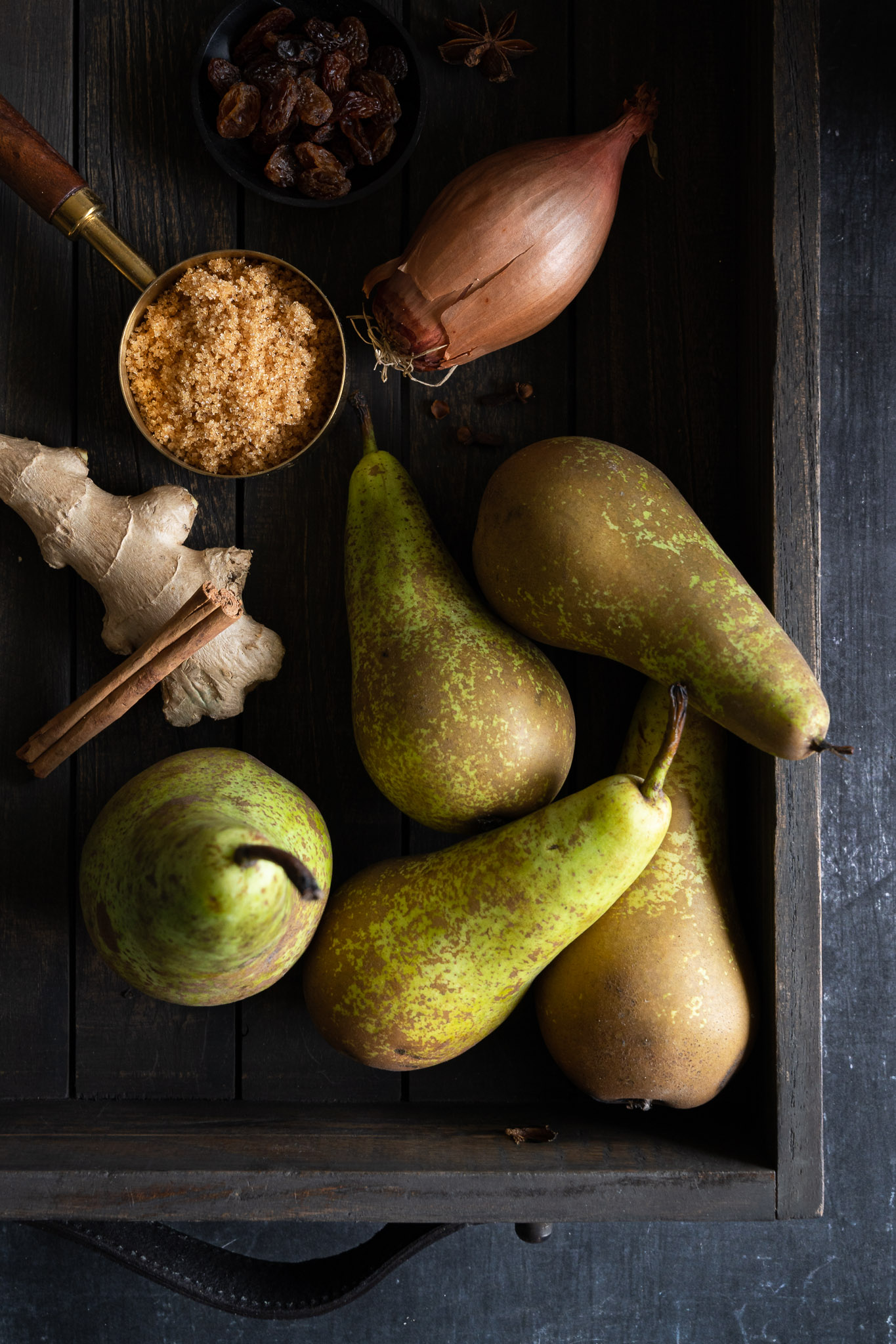 Ingredients for home-made pear chutney recipe